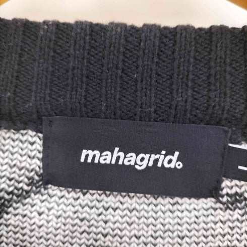 マハグリッド mahagrid ロゴ刺繍 総柄 Vネック ニット ベスト メンズ import:L
