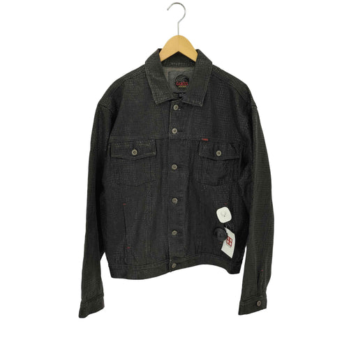 ゲスジーンズ GUESS JEANS 90-00s パイソン柄 コーティングプリント デニムトラッカージャケット Y2K メンズ M
