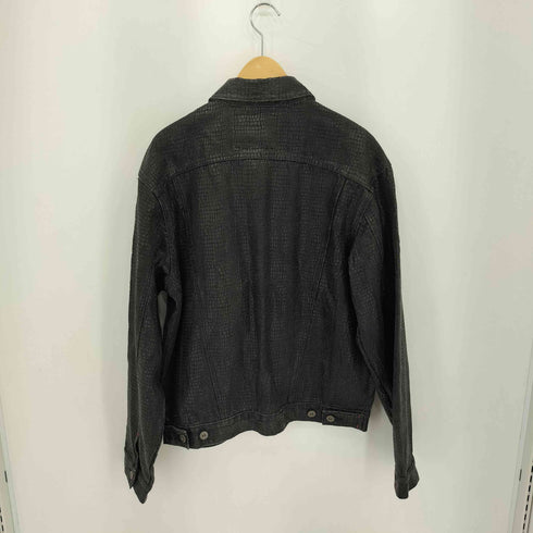 ゲスジーンズ GUESS JEANS 90-00s パイソン柄 コーティングプリント デニムトラッカージャケット Y2K メンズ M