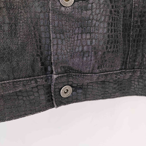 ゲスジーンズ GUESS JEANS 90-00s パイソン柄 コーティングプリント デニムトラッカージャケット Y2K メンズ M