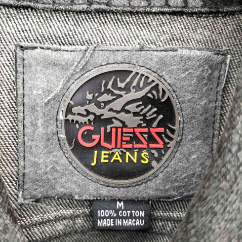 ゲスジーンズ GUESS JEANS 90-00s パイソン柄 コーティングプリント デニムトラッカージャケット Y2K メンズ M