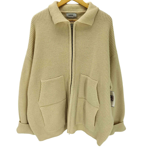 マスノウン MASSNOUN ウールヘビーワッフルカラージップアップニット メンズ import:L