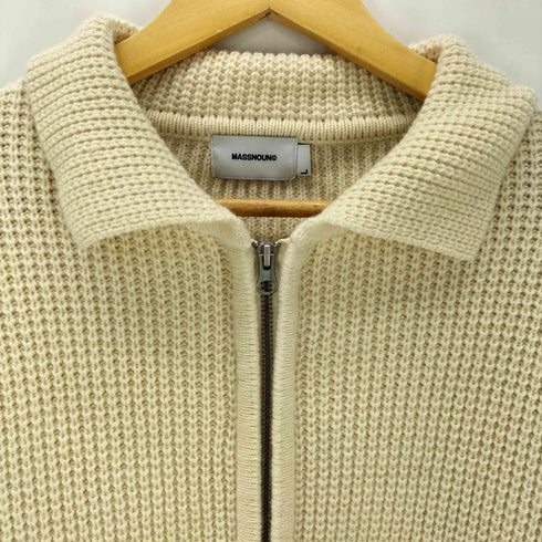 マスノウン MASSNOUN ウールヘビーワッフルカラージップアップニット メンズ import:L