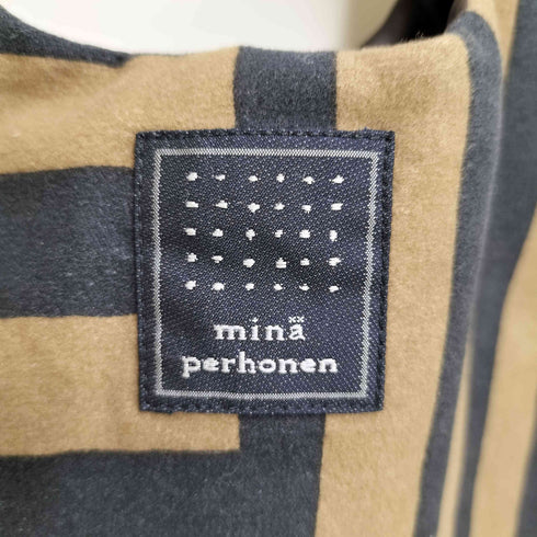 ミナペルホネン mina perhonen ストライプ エッグ ハンドバッグ レディース