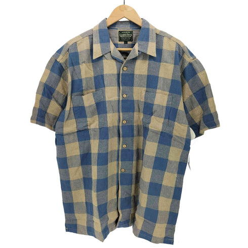 カーニーハウス KEARNEY HOUSE S/S ブロックチェック コットンリネン オープンカラーシャツ メンズ JPN:L