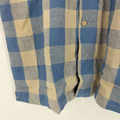 カーニーハウス KEARNEY HOUSE S/S ブロックチェック コットンリネン オープンカラーシャツ メンズ JPN:L