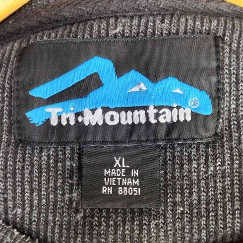 トライマウンテン TRI-MOUNTAIN 90s ワンポイント ヘンリーネック リブニット スウェット メンズ import:XL