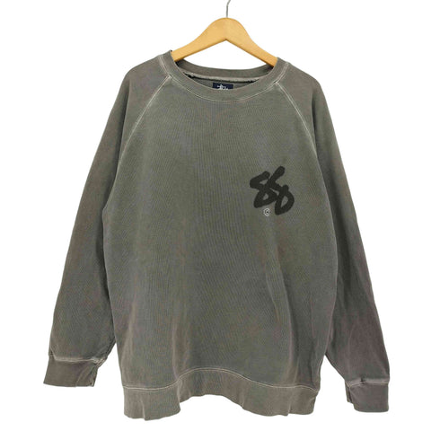 ステューシー Stussy 90s 紺タグ ワンポイント ガーメントダイ ラグラン クルーネックスウェット 染み込みプリント メンズ import:L
