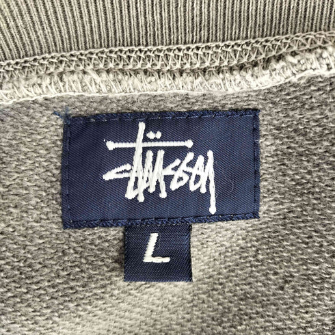ステューシー Stussy 90s 紺タグ ワンポイント ガーメントダイ ラグラン クルーネックスウェット 染み込みプリント メンズ import:L