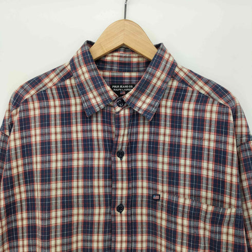 ポロジーンズカンパニーラルフローレン POLO JEANS COMPANY RALPH LAUREN 90-00s インド製 マドラスチェック レギュラーカラーシャツ ポロジン メンズ import:L