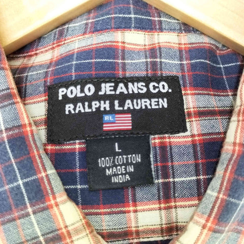 ポロジーンズカンパニーラルフローレン POLO JEANS COMPANY RALPH LAUREN 90-00s インド製 マドラスチェック レギュラーカラーシャツ ポロジン メンズ import:L