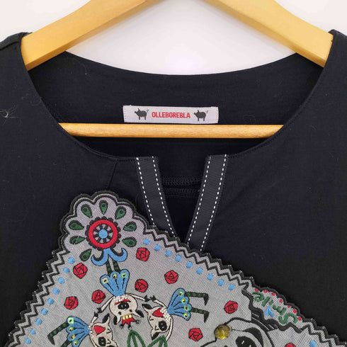 アルベロベロ OLLEBOREBLA オレボレブラ ブタさん スマイル ハンカチ アップリケ スキッパー カットソー レディース