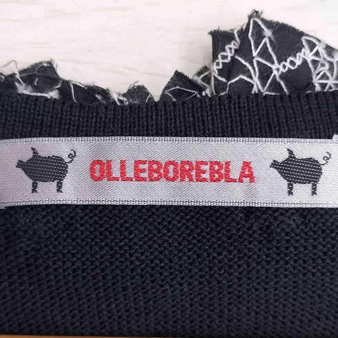 アルベロベロ OLLEBOREBLA オレボレブラ レーステープ 装飾 異素材混紡 袖フリル ノースリーブワンピース レディース