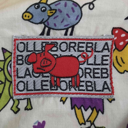アルベロベロ OLLEBOREBLA オレボレブラ 顔料プリント ビジュー装飾 リネン100 比翼ジップコート レディース