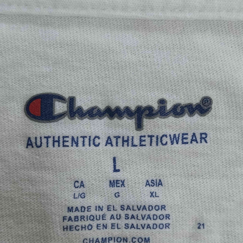 チャンピオン Champion 袖ロゴワッペン クルーネック ロングスリーブ Tシャツ メンズ import:L