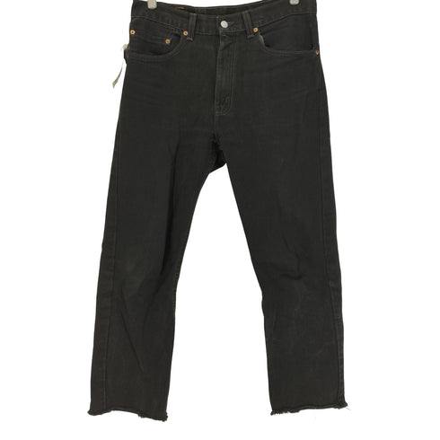 リーバイス Levis 00S USA製 505 ボタン裏512刻印 REGULAR FIT カットオフ テーパード デニムパンツ ブラックデニム 02年製 メンズ W32L30
