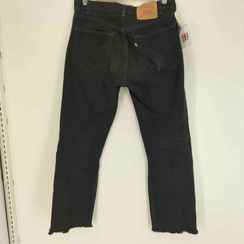 リーバイス Levis 00S USA製 505 ボタン裏512刻印 REGULAR FIT カットオフ テーパード デニムパンツ ブラックデニム 02年製 メンズ W32L30