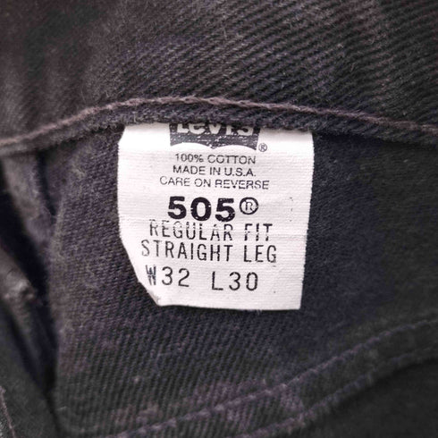 リーバイス Levis 00S USA製 505 ボタン裏512刻印 REGULAR FIT カットオフ テーパード デニムパンツ ブラックデニム 02年製 メンズ W32L30