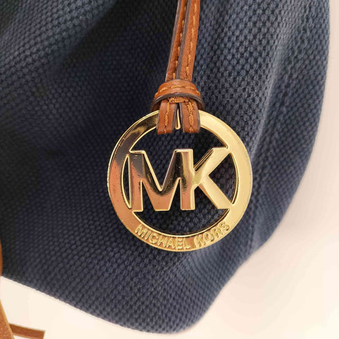 マイケルコース Michael Kors ロゴチャーム キャンバス地 巾着 マリン ショルダーバッグ レディース