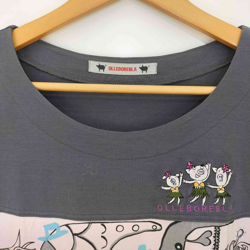 アルベロベロ OLLEBOREBLA オレボレブラ ブタさん 刺繍 ALOHA アロハ おさかな クルーネック 半袖Tシャツ レディース