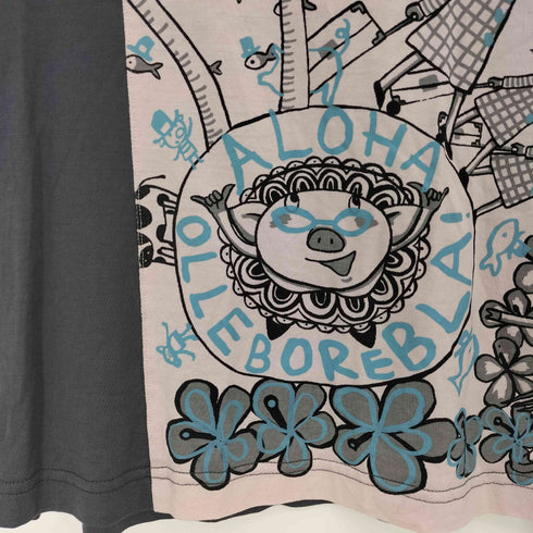 アルベロベロ OLLEBOREBLA オレボレブラ ブタさん 刺繍 ALOHA アロハ おさかな クルーネック 半袖Tシャツ レディース