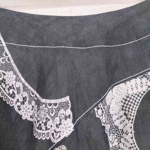 トリココムデギャルソン tricot COMME des GARCONS AD2014 15SS レース転写デザインリネンフレアスカート レディース M