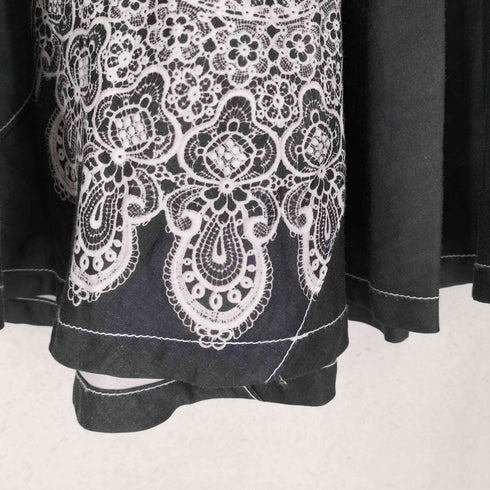 トリココムデギャルソン tricot COMME des GARCONS AD2014 15SS レース転写デザインリネンフレアスカート レディース M