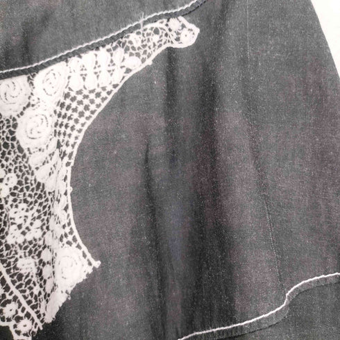 トリココムデギャルソン tricot COMME des GARCONS AD2014 15SS レース転写デザインリネンフレアスカート レディース M