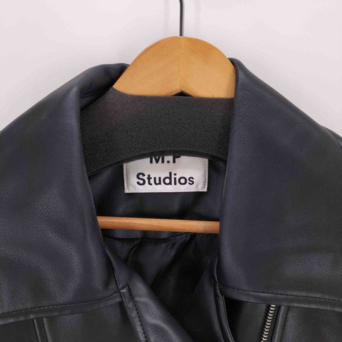 エムピーストゥディオス M.P Studios オーバサイズビッグポケットPUレザーライダースジャケット メンズ import:L