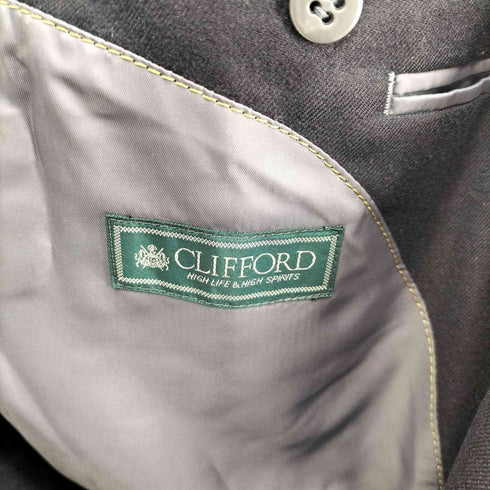 CLIFFORD 紺ブレ 金エンブレムボタン ウール ダブルブレスト テーラード ジャケット メンズ