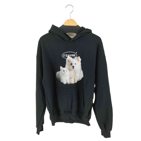 ITZAVIBE 犬 猫 プリント プルオーバー パーカー レディース MEDIUM