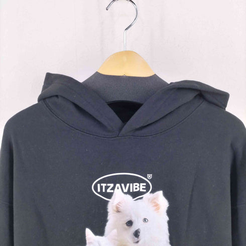 ITZAVIBE 犬 猫 プリント プルオーバー パーカー レディース MEDIUM