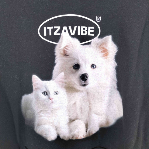 ITZAVIBE 犬 猫 プリント プルオーバー パーカー レディース MEDIUM