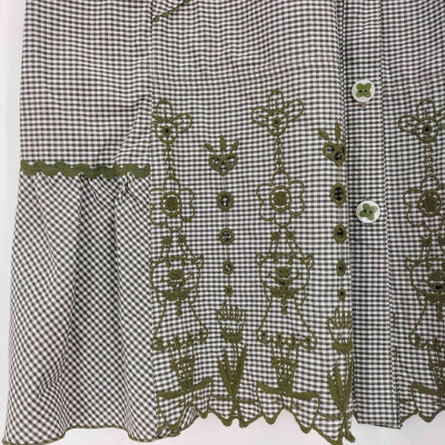 アルベロベロ OLLEBOREBLA オレボレブラ ブタさん 刺繍 シアー切替 チェックシャツワンピース レディース
