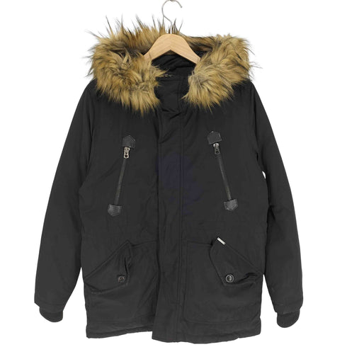 ディーゼル DIESEL TEFLON フェイクファー 比翼ジップ ドローコード ダウン ジャケット メンズ import:S