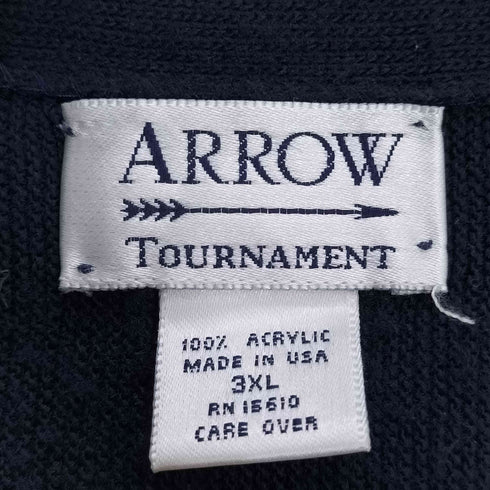 アロー ARROW 90S TOURNAMENT USA製 アクリルカーディガン メンズ 3XL