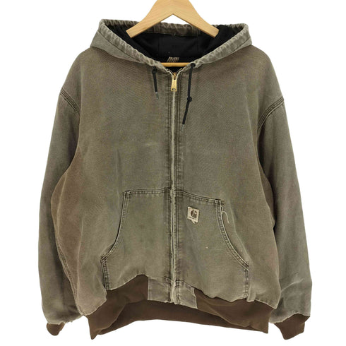 カーハート Carhartt 90-00S メキシコ製 DUCK ACTIVE JACKET 裏地メッシュ 革パッチ フーデッド ダック地 アクティブジャケット メンズ 2XL