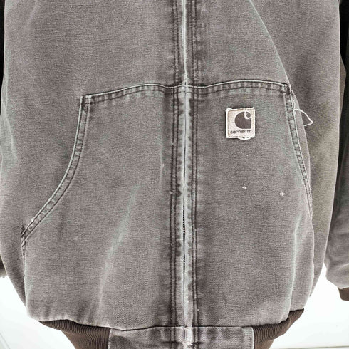 カーハート Carhartt 90-00S メキシコ製 DUCK ACTIVE JACKET 裏地メッシュ 革パッチ フーデッド ダック地 アクティブジャケット メンズ 2XL