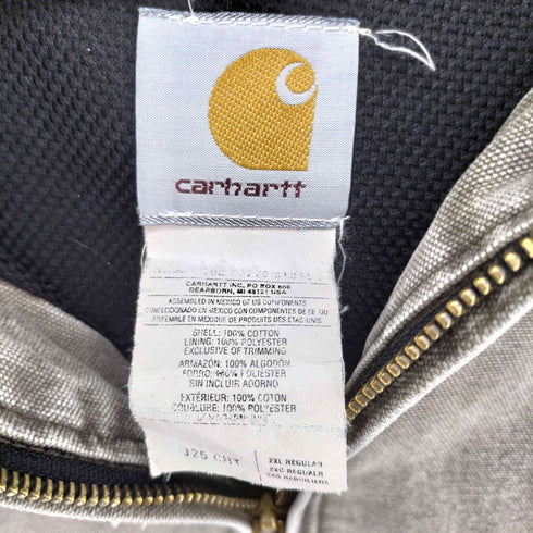 カーハート Carhartt 90-00S メキシコ製 DUCK ACTIVE JACKET 裏地メッシュ 革パッチ フーデッド ダック地 アクティブジャケット メンズ 2XL