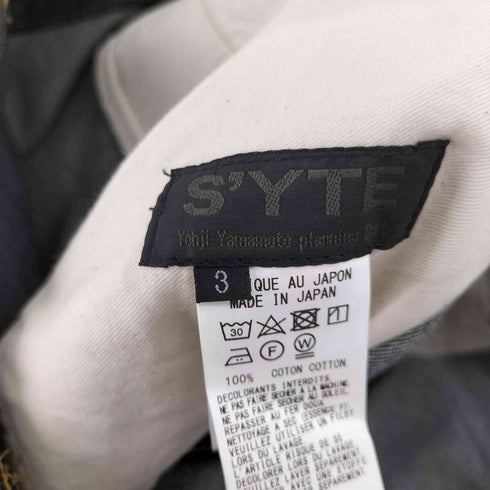 サイトバイヨウジヤマモト syte by Yohji Yamamoto ラップ ワイドクロップドデニム インディゴ メンズ JPN:3