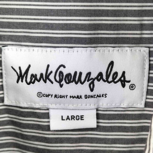 マークゴンザレス Mark Gonzales ロゴ刺繍 ストライプ L/S シャツ メンズ L