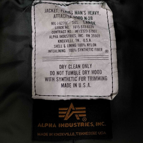 アルファインダストリーズ ALPHA INDUSTRIES MADE IN USA IDEALジップ 90S N-2B メンズ import:L