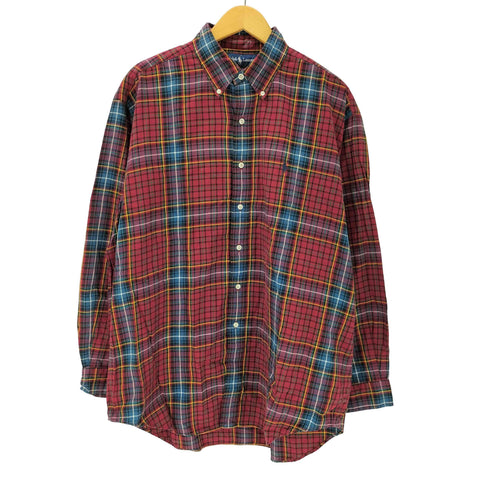 ラルフローレン RALPH LAUREN 90S BLAKE ブレイク ポニー刺繍 タータンチェック ボタンダウン シャツ ビックサイズ メンズ import:L