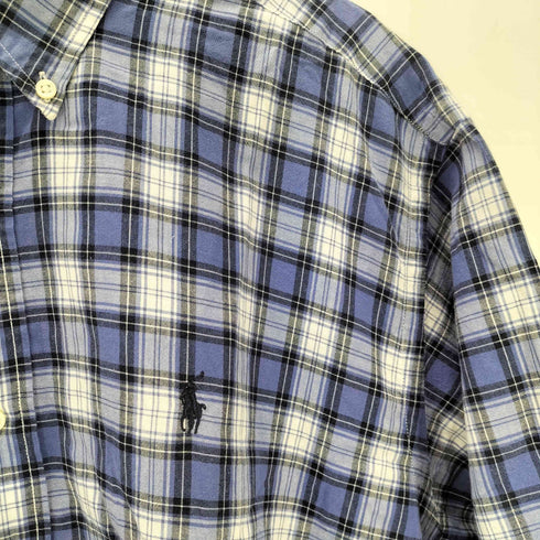 ラルフローレン RALPH LAUREN 90S BLAKE ブレイク ポニー刺繍 インド綿 マドラスチェック ボタンダウン 半袖 シャツ ビックサイズ メンズ import:M