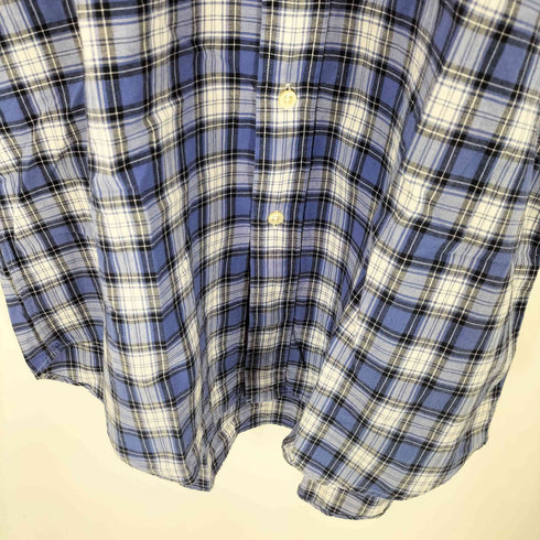 ラルフローレン RALPH LAUREN 90S BLAKE ブレイク ポニー刺繍 インド綿 マドラスチェック ボタンダウン 半袖 シャツ ビックサイズ メンズ import:M