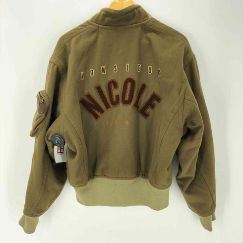 ムッシュ二コル MONSIEUR NICOLE 80-90S KOBA期 バック パイル ロゴ 刺繍 マチポケット ボンバー フライト ジャケット メンズ JPN:M