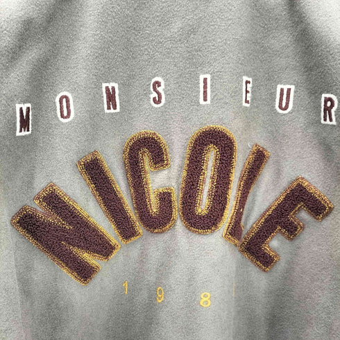 ムッシュ二コル MONSIEUR NICOLE 80-90S KOBA期 バック パイル ロゴ 刺繍 マチポケット ボンバー フライト ジャケット メンズ JPN:M
