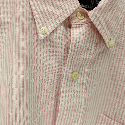ポロバイラルフローレン Polo by RALPH LAUREN 90S The Big Oxford 裾ポニー 刺繍 外付けタグ B.D ストライプ シャツ メンズ import:S