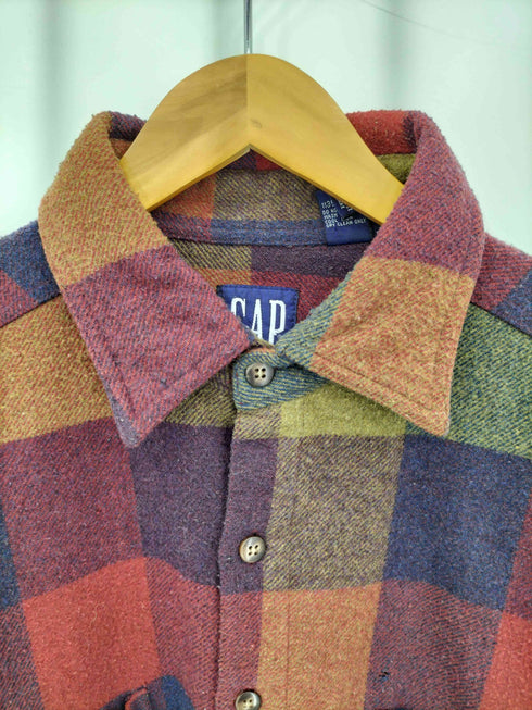 ギャップ Gap 90-00s OLD GAP フランネルチェック ウール混 長袖シャツ メンズ XL