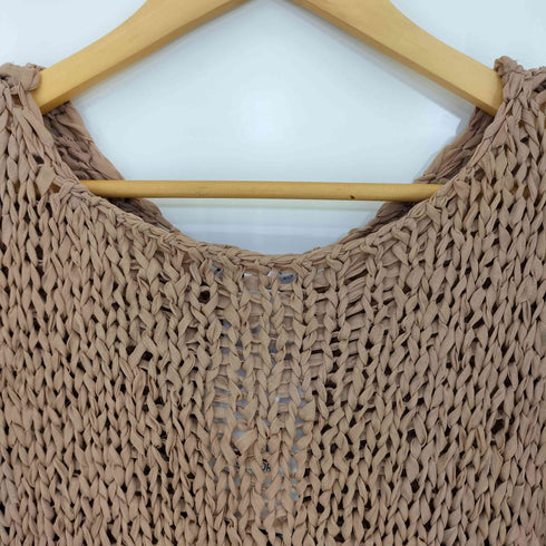 ザラ ZARA knit sweater with woven trim テープ 織り込み オーバーサイズ ニット レディース import:M